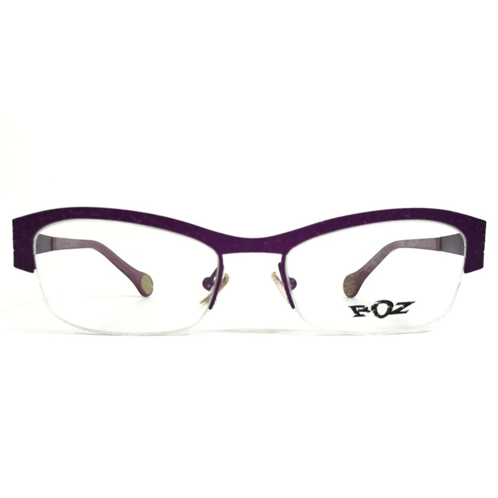 BOZ Eyeglasses Frames VIM 7070 Purple Cracked Earth Pattern Crystals 52-18-135